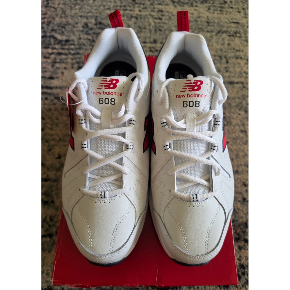 New Balance 608v5 Mens Training Shoes White Red MX608HR5 Extra Wide 4E Size 8 - Picture 2 of 11